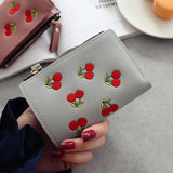 Women's Cherry Embroidery PU Leather Wallet