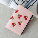 Women's Cherry Embroidery PU Leather Wallet