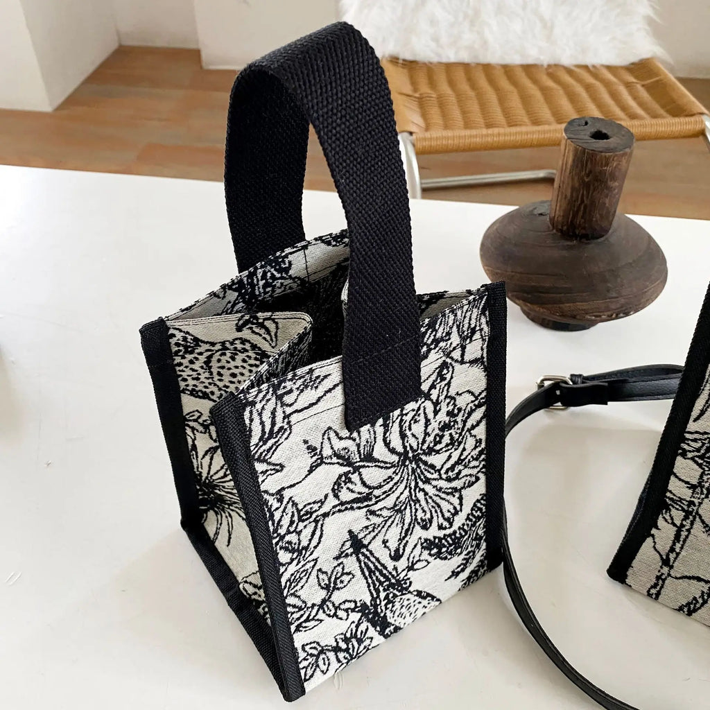 Vintage Striped Tote Bag For Ladies Graffiti Capacity Handbag