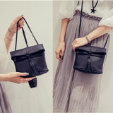 Women Leather Messenger Bag Drawstring Tassels Shoulder Bag