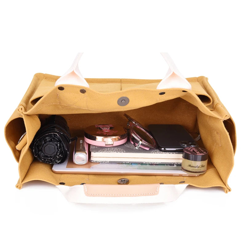 Large Canvas Handbag Vintage Tote Bag Female Portable Business Briefcase