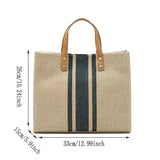 Striped Tote Large-capacity Handbag Vintage Briefcase