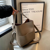 Women's PU Leather Bucket Crossbody Bag