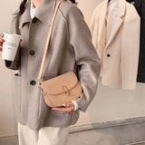 Women's Soft PU Leather Saddle Shoulder Bag Zipper Flap Mini Handbag