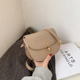 Women's Soft PU Leather Saddle Shoulder Bag Zipper Flap Mini Handbag
