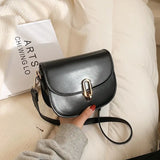 Women's Soft PU Leather Saddle Shoulder Bag Zipper Flap Mini Handbag