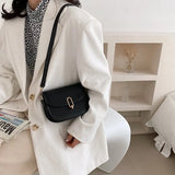 Women's Soft PU Leather Saddle Shoulder Bag Zipper Flap Mini Handbag