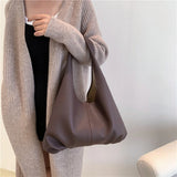 Women's Leather Shoulder Tote Bag - Large Capacity Shopper Handbag