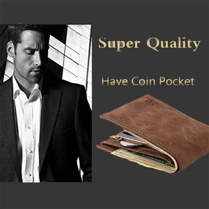 Slim PU Leather Short Wallet Men Male Zip Wallet Purse