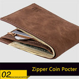 Slim PU Leather Short Wallet Men Male Zip Wallet Purse