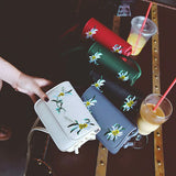 Women Messenger Bags PU Leather Handbag Flowers Embroidery Beach Bag