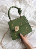 Women Shoulder Bags Texture Embroidery Small Bag PU Leather Chains Handbag