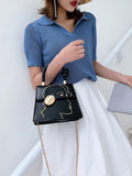 Women Shoulder Bags Texture Embroidery Small Bag PU Leather Chains Handbag