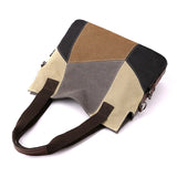 Women's Contrast Canvas Bag Large Capacity Retro Stitching Handbag