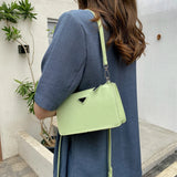 Small Green Leather Shoulder Bag Women Tote Crossbody Messenger Handbag