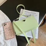 Small Green Leather Shoulder Bag Women Tote Crossbody Messenger Handbag