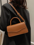 Women's Top Handle Handbag Solid PU Leather Shoulder Bag
