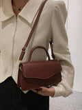 Women's Top Handle Handbag Solid PU Leather Shoulder Bag
