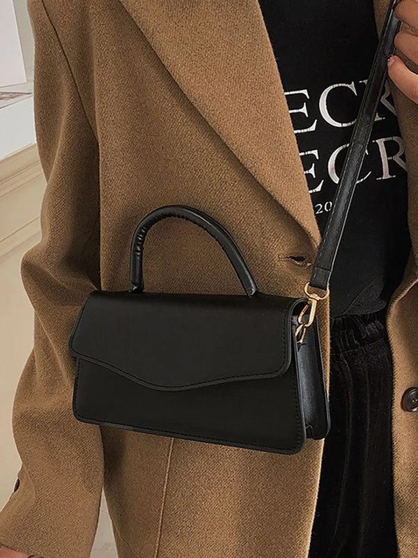 Women's Top Handle Handbag Solid PU Leather Shoulder Bag