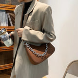 Vintage French Shoulder Bag Metal Chain Crossbody Bag Women Handbags