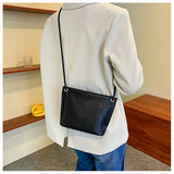 Small Leather Crossbody Bag for Women Solid Bucket Messenger Purse