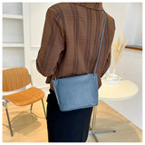 Small Leather Crossbody Bag for Women Solid Bucket Messenger Purse