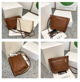 Small Leather Crossbody Bag for Women Solid Bucket Messenger Purse