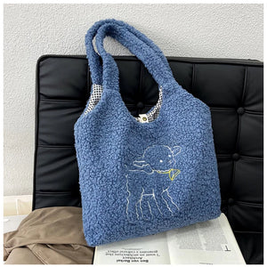 Soft Lambhair One Shoulder Bag High-capacity Handbag