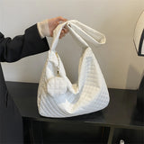 Nylon Quilted Crossbody Bag Large Capacity with Small Purse