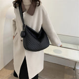 Nylon Quilted Messenger Bag Rhombic Large Capacity with Small Purse for Ladies