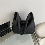 Nylon Quilted Messenger Bag Rhombic Large Capacity with Small Purse for Ladies