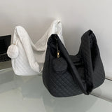 Nylon Quilted Tote Bag Large Capacity with Small Purse for Ladies Girls
