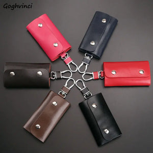 Men Key Wallets Solid PU Leather Keychain Protection