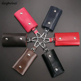 Men Key Wallets Solid PU Leather Keychain Protection