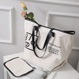 Canvas Shoulder Bag Student Tote Handbag Letter Printing