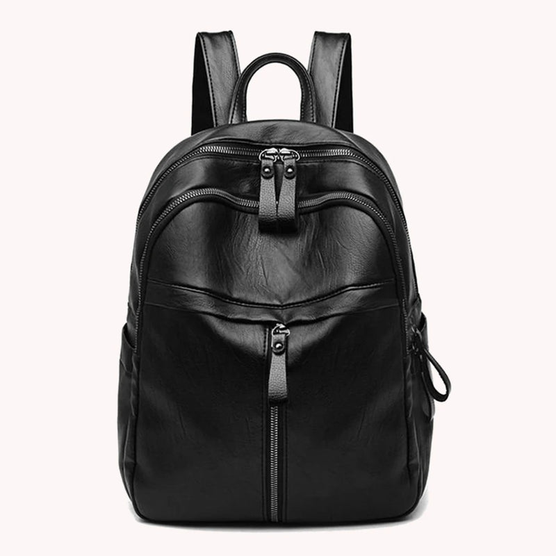Women's Lightweight Travel Backpack Large Capacity PU Leather Rucksack