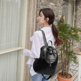 Women's Lightweight Travel Backpack Large Capacity PU Leather Rucksack