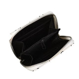 Women's Leather Wallet with Wrist Strap and Diamond Design