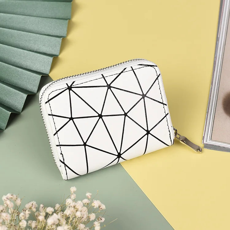 Women's Leather Wallet with Wrist Strap and Diamond Design