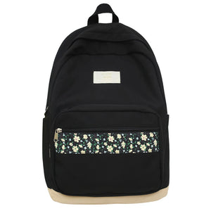 Floral Prints Laptop Bookbag Zipper Shoulder Rucksack for Teens
