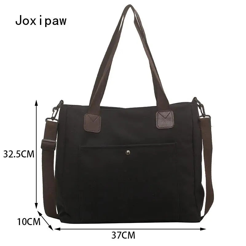 Large Capacity Canvas Shoulder Bag for Women Vintage Casual Crossbody