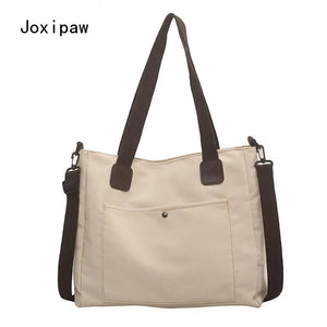 Large Capacity Canvas Shoulder Bag for Women Vintage Casual Crossbody