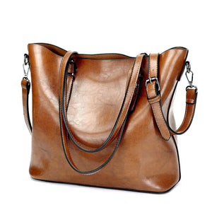 Large-capacity Oil Wax Leather Shoulder Handbag