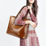 Large-capacity Oil Wax Leather Shoulder Handbag