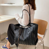 Large Capacity Women's PU Leather Braided Tote Bag