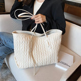 Large Capacity Women's PU Leather Braided Tote Bag