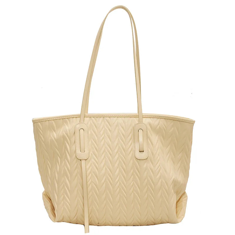 Large Capacity Women's PU Leather Braided Tote Bag