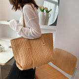 Large Capacity Women's PU Leather Braided Tote Bag