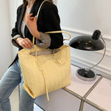 Large Capacity Women's PU Leather Braided Tote Bag