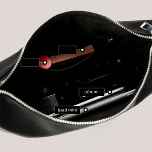 Leather Underarm Bag Messenger Bag with Zipper Shoulder Bag Handbag